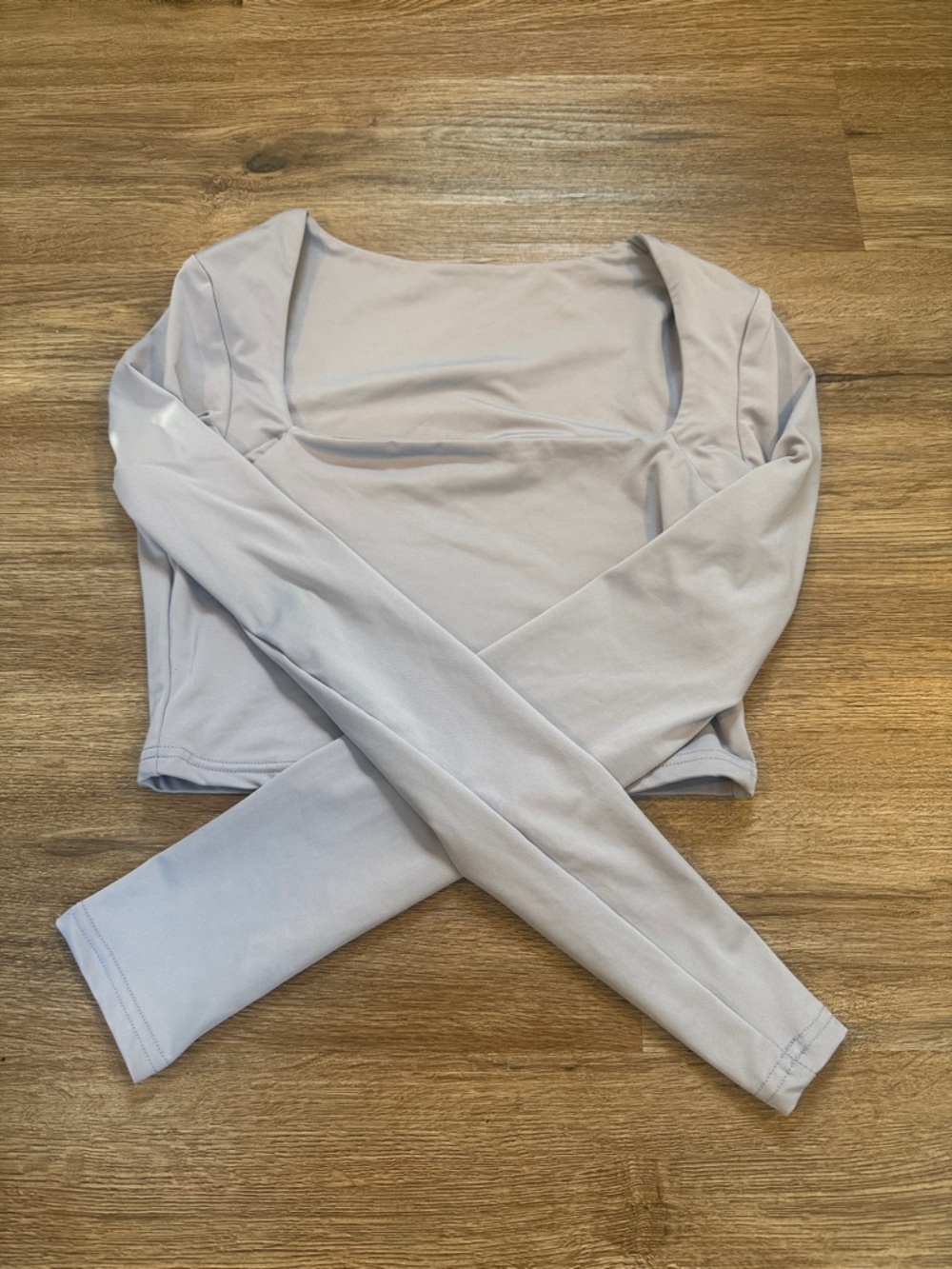 Women's Long Sleeve Square Neck Crop Top - Light blue